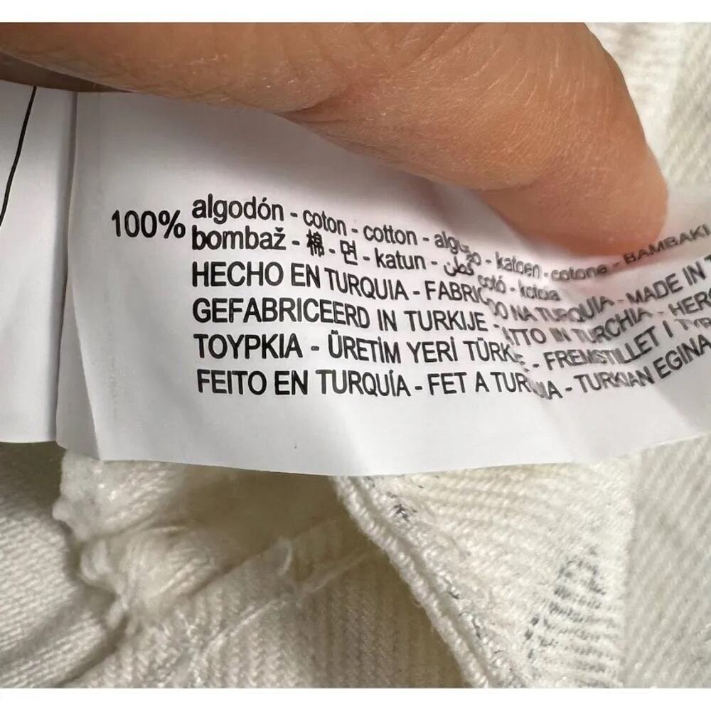 NWT Zara Y2K Metallic Retro Vintage Crop Denim Jacket White Silver Small - Picture 6 of 7